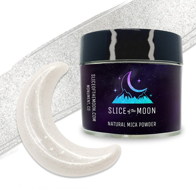 Slice of the Moon | Silvery White Pearl Natural Mineral Mica Powder, 0.88oz (25g) | for Personal or Professional Use - Cosmetics, Epoxy Resin Projects, Nail Polish, Soaps, Bath Bombs, and Art Projects - Image 1